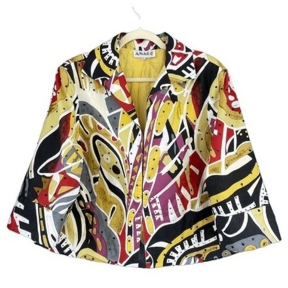 T6 90s VTG ANAGE Abstract Art to Wear‎ Cape Blazer Jacket Avant-Garde Designer